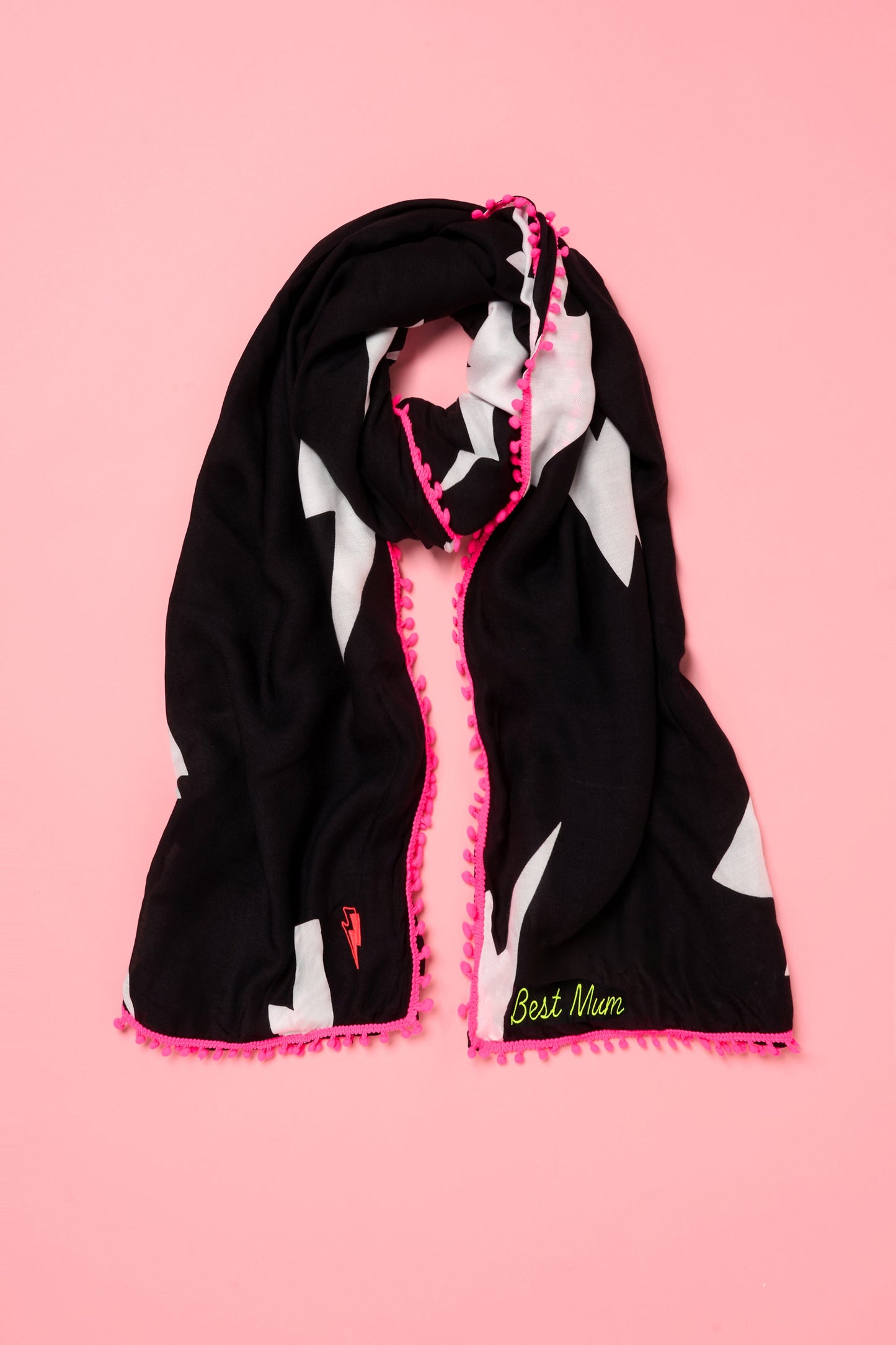 Scamp & Dude x Davina McCall Black with White Lightning Bolt Charity Super Scarf