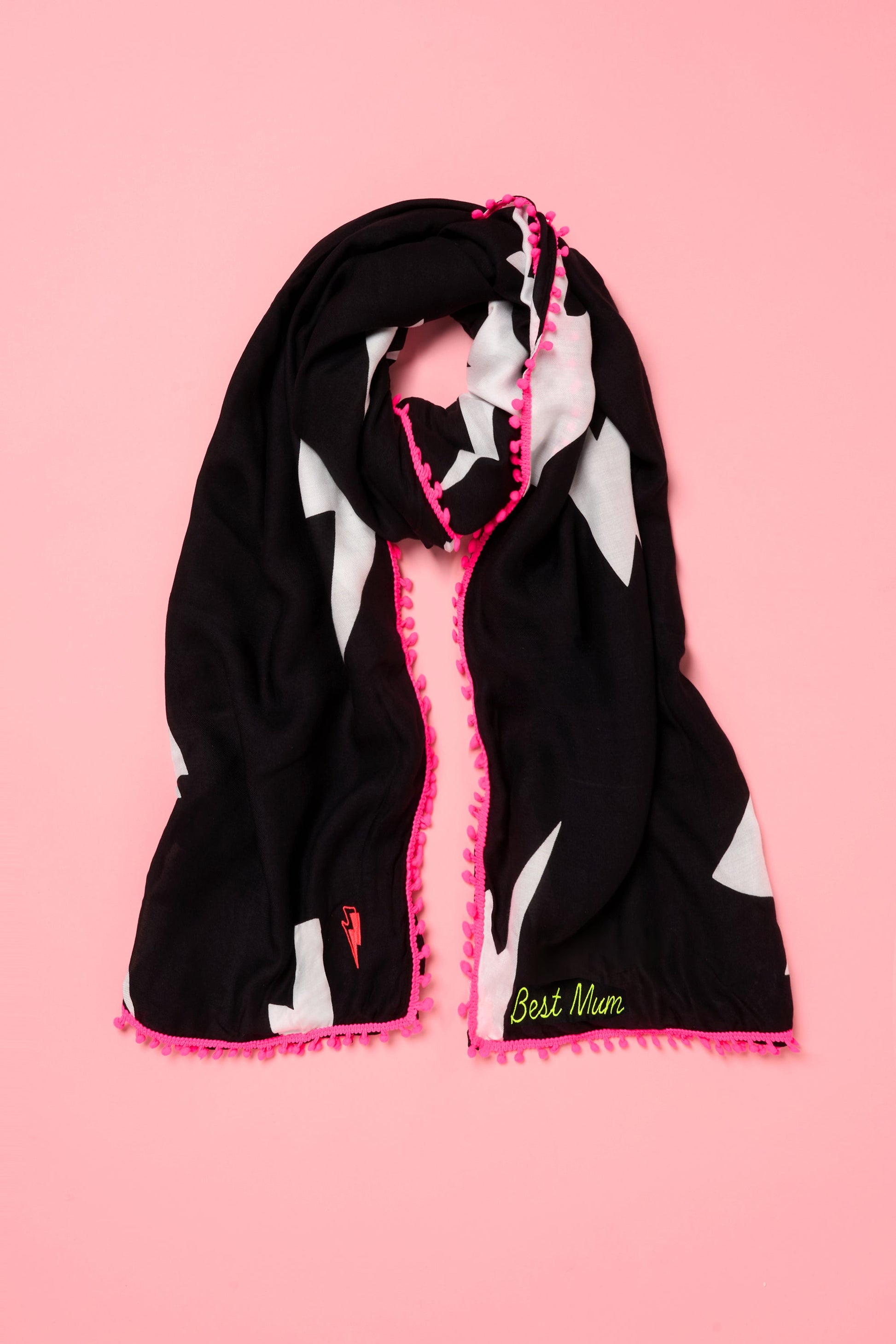 Scamp & Dude x Davina McCall Black with White Lightning Bolt Charity Super Scarf