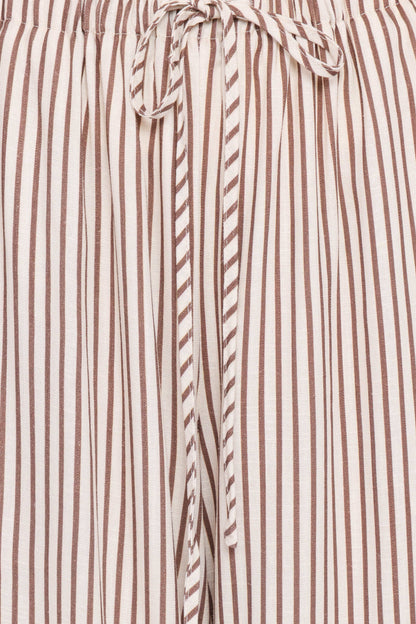 Elowen Wide Leg Pants - Brown Stripe