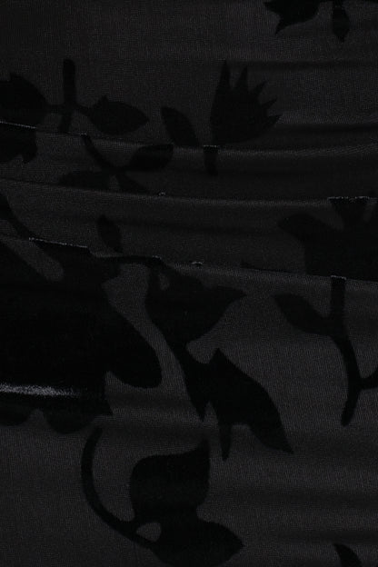 Emily Burnout Velvet Skirt - Black