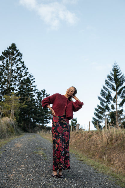Evie Maxi Skirt - Black Floral