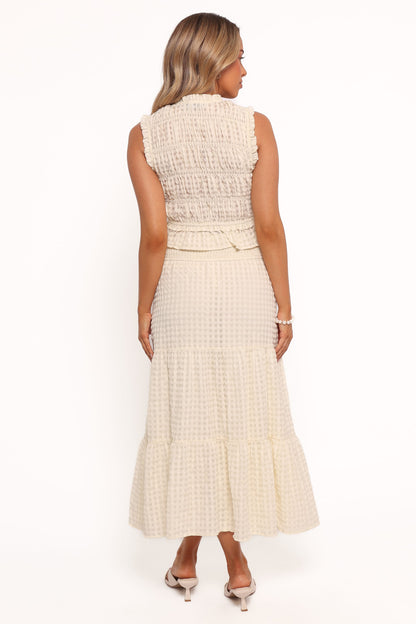 Farica Gingham Midi Skirt - Cream