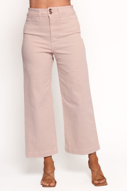 Gemma Cropped Wide Leg Jeans - Sepia Rose