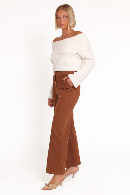 Hayes Wide Leg Pant - Mocha Brown