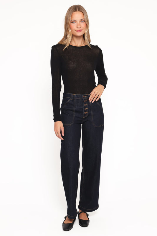 Jacinta Button Down Slim Wide Jean - Dark Wash