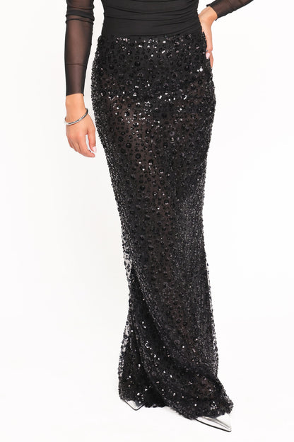 Jennings Sequin Maxi Skirt - Black