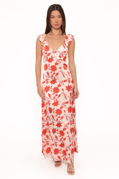 Enala Maxi Dress - Red Floral