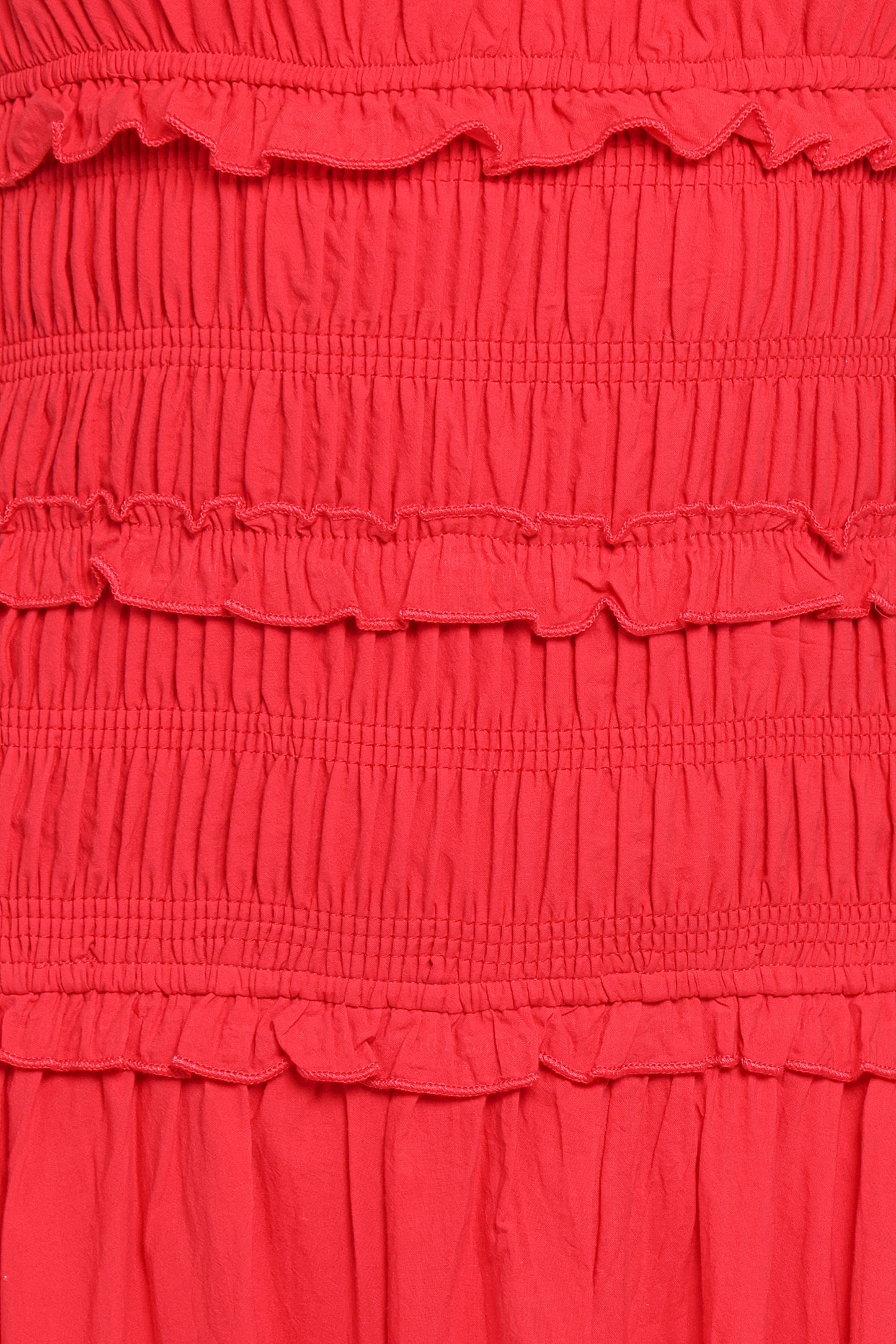 Enola Gather Midi Dress - Red