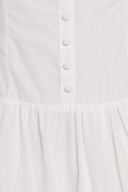 Evie Button Front Maxi Dress - White