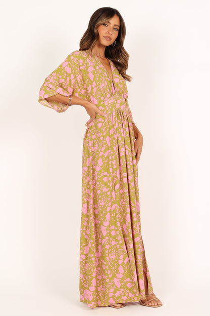 Fran Maxi Dress - Green/Pink