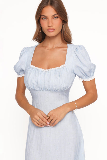 Francine Lace Midi Dress - Blue Ditsy Floral