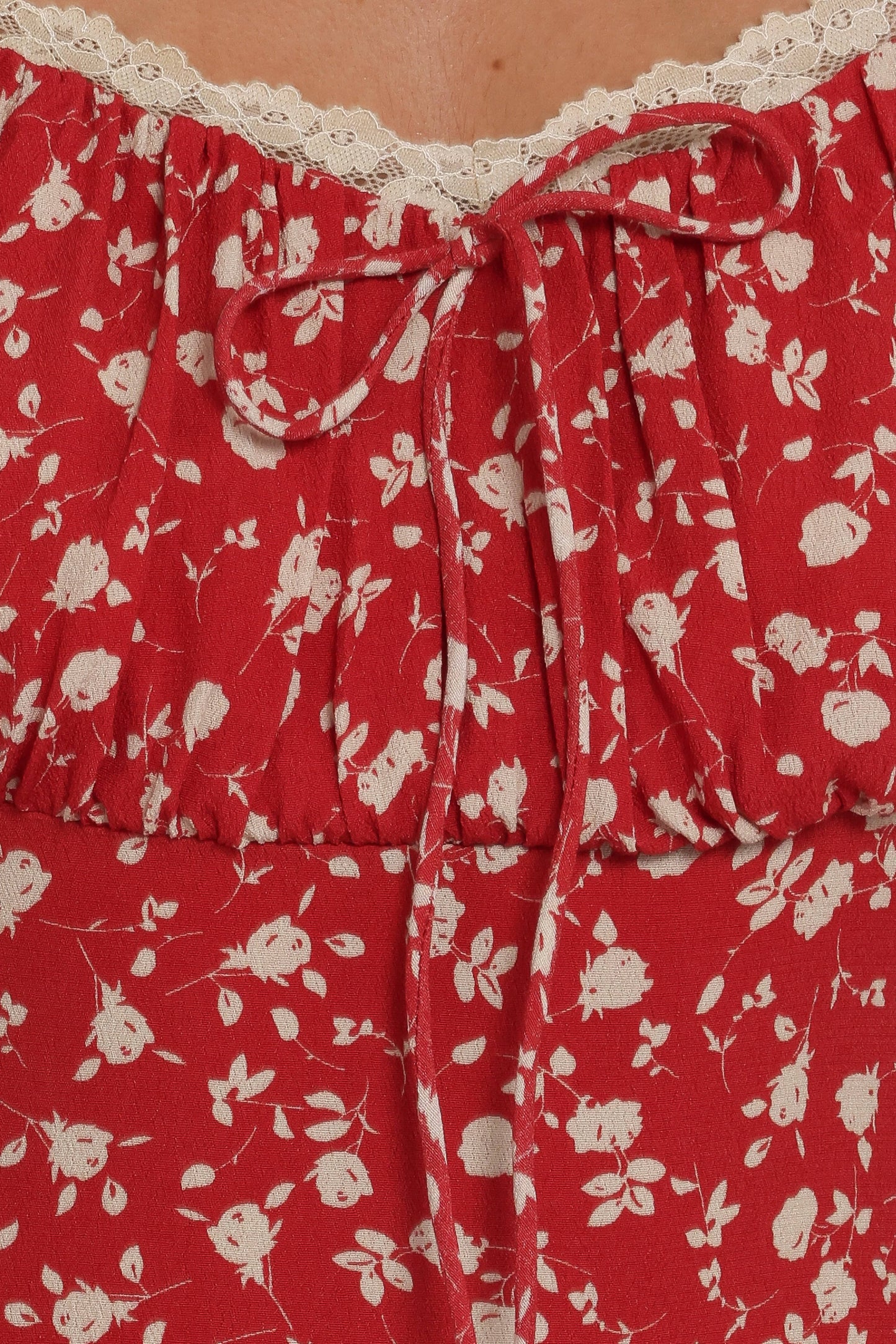 Francine Lace Midi Dress - Red Floral