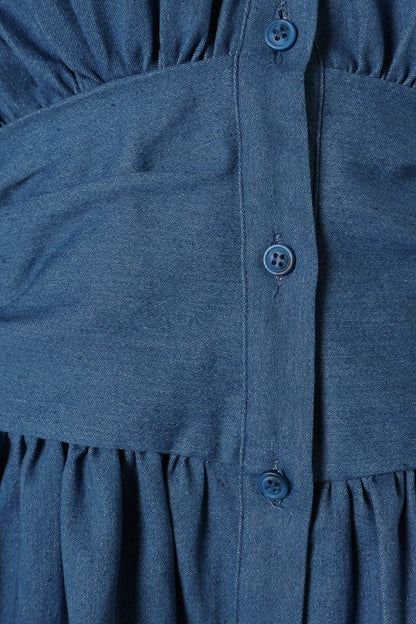 Francis Long Sleeve Mini Dress - Blue Denim