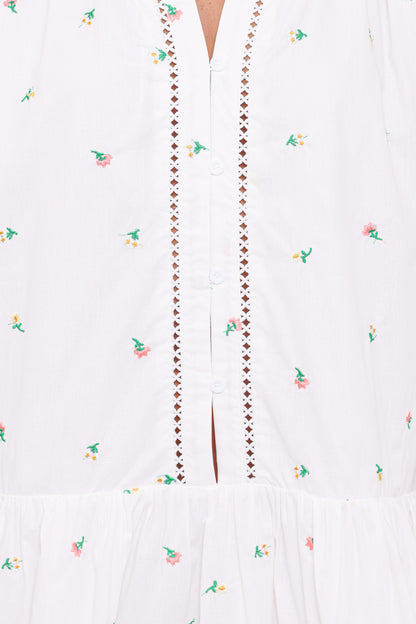 Hart Long Sleeve Mini Dress - White Floral