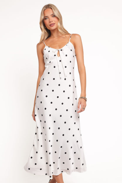Jamila Midi Dress - White Polka Dot