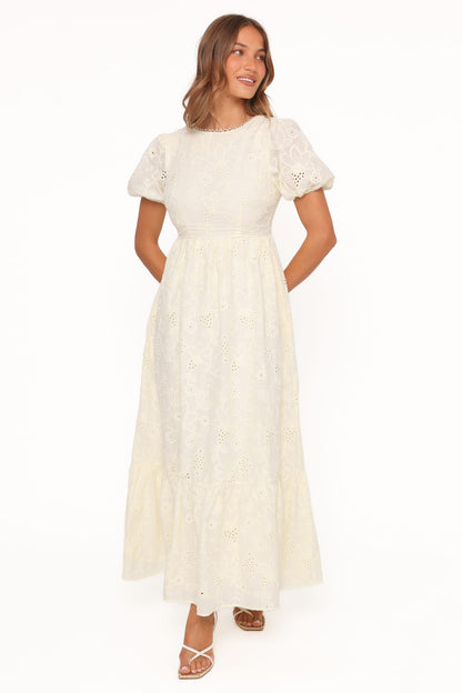 Janice Maxi Dress - Butter Yellow Broderie