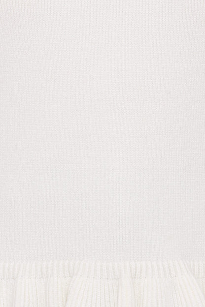 Emilie Short Sleeve Ruffle Crew Sweater - Cream