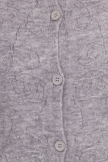 Fauna Tonal Floral Cardigan - Heather Grey