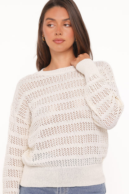 Flavia Open Stitch Sweater - Cream