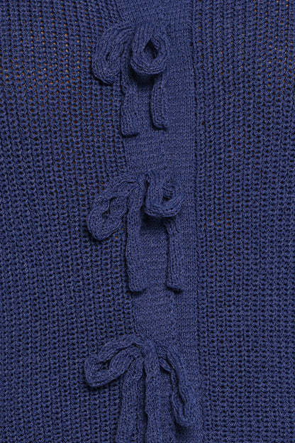 Gemma Short Sleeve Bow Cardigan - Navy