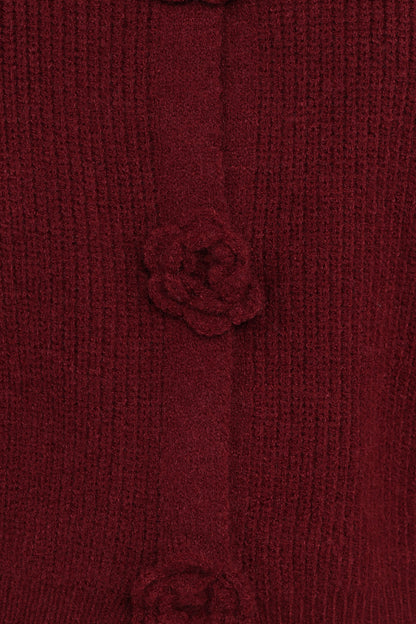 Jones Rosette Cardigan - Burgundy