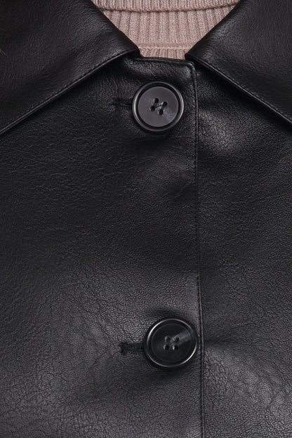 Hope Crop Faux Leather Jacket - Black