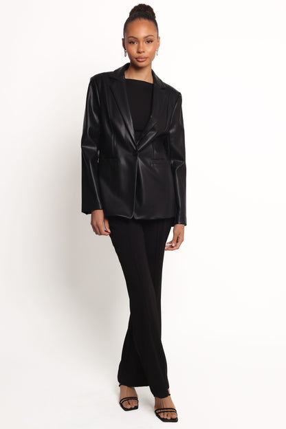 Jamie Faux Leather Blazer - Black