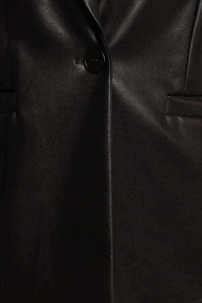 Jamie Faux Leather Blazer - Black