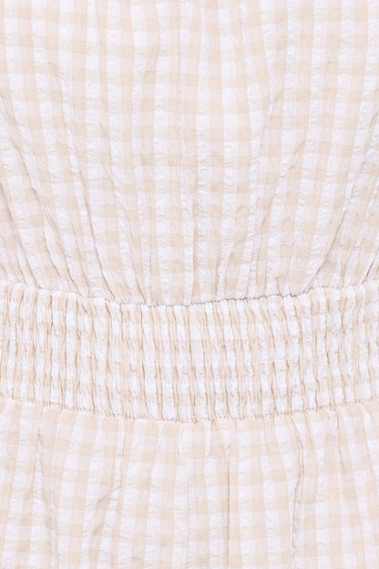 Felicity Romper - Beige Gingham
