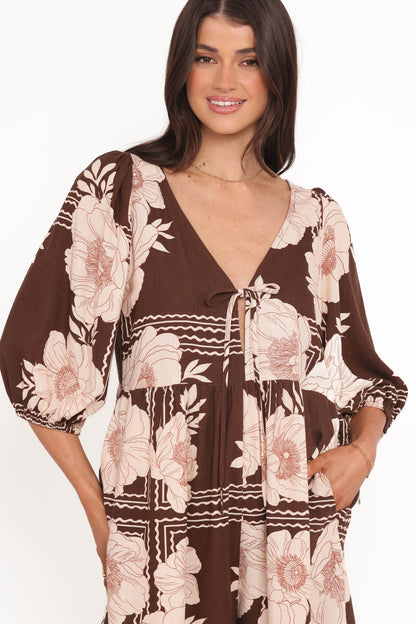 Henley Romper - Brown Floral