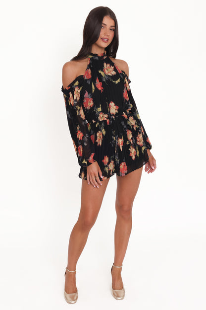 Hillary Romper - Black Floral
