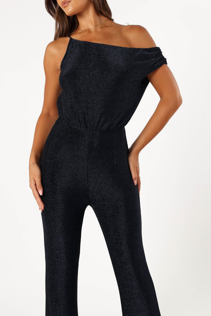 Heather One Shoulder Jumpsuit - Navy
