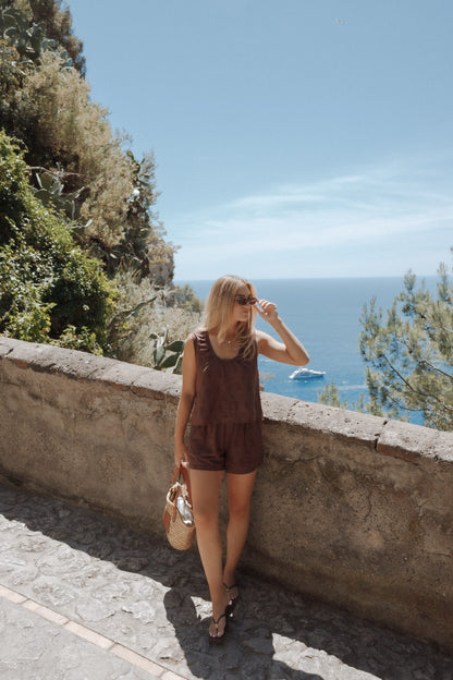 Faela Short Set - Brown Broderie