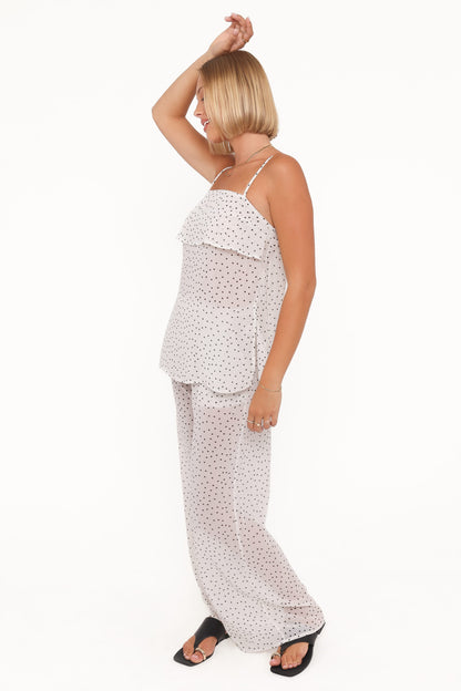 Hazel Pant Set - Cream Polka Dot
