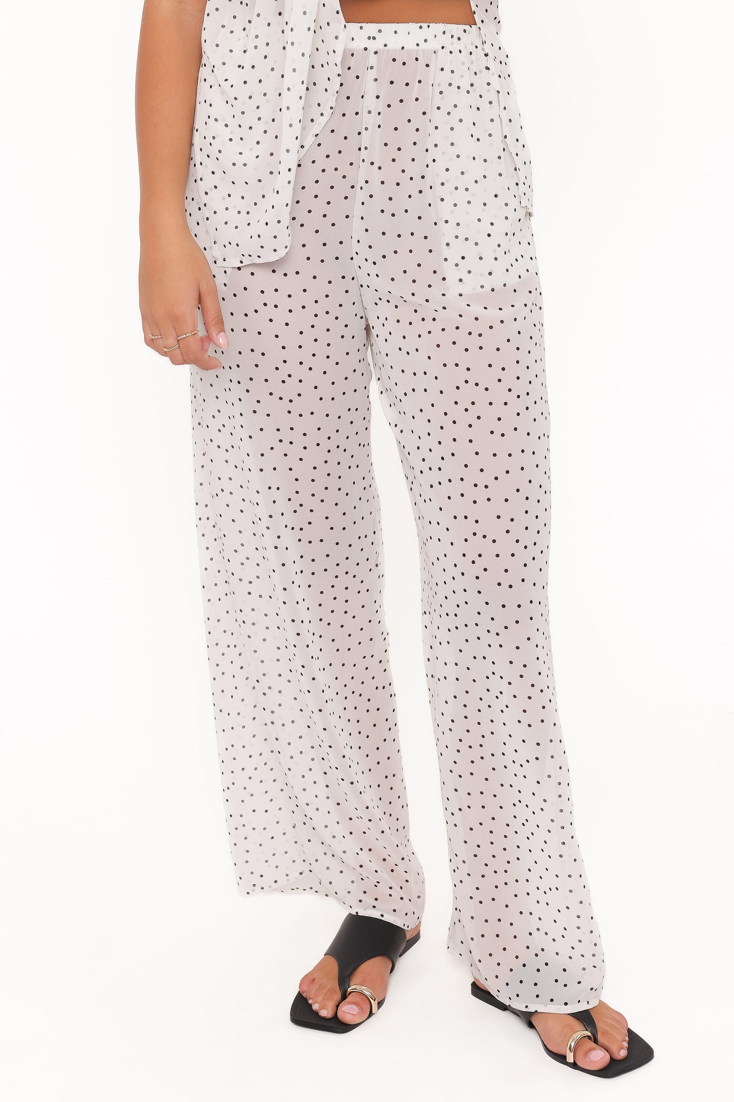 Hazel Pant Set - Cream Polka Dot