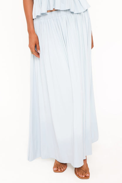 Inara Gathered Jersey Skirt Set - Pale Blue
