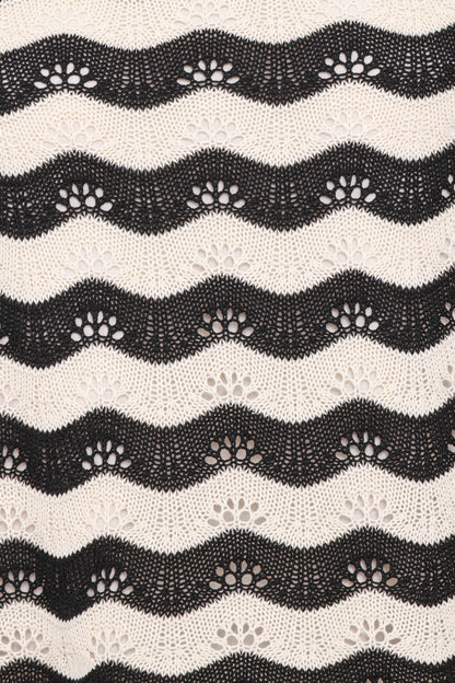 Iveta Knit Short Set - Black/Cream Stripe