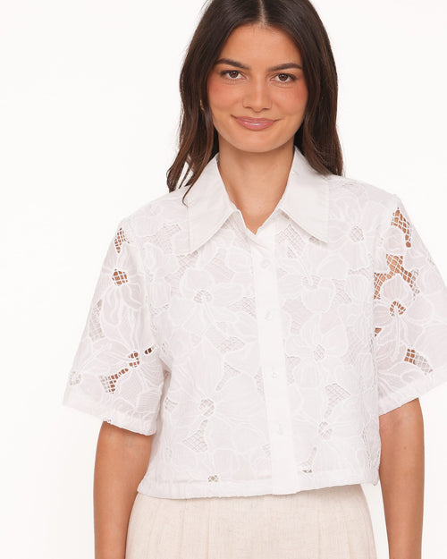 Fidelma Cropped Shirt - White