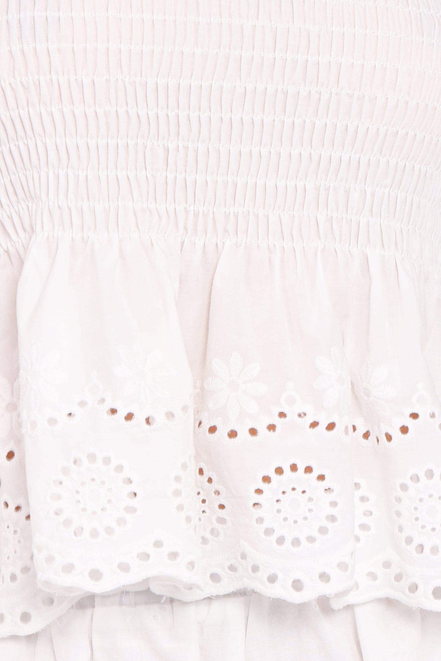Gretal Smocked Eyelet Top - White