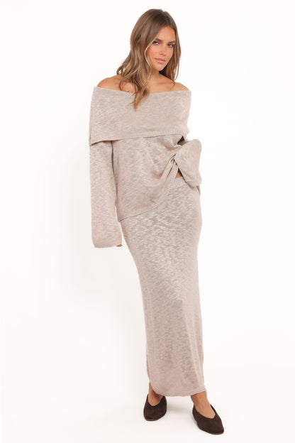 Indya Off Shoulder Top - Oatmeal
