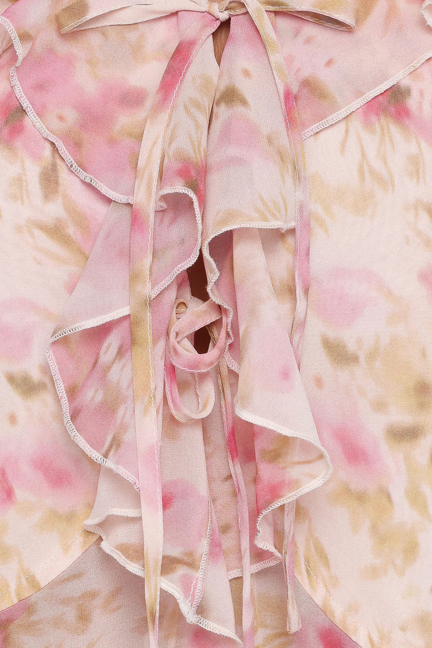 Ismena Tie Front Top - Blurred Pink Floral