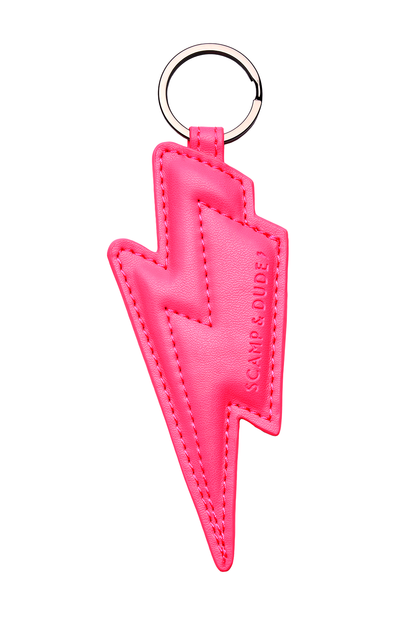 Neon Pink Lightning Bolt Keyring