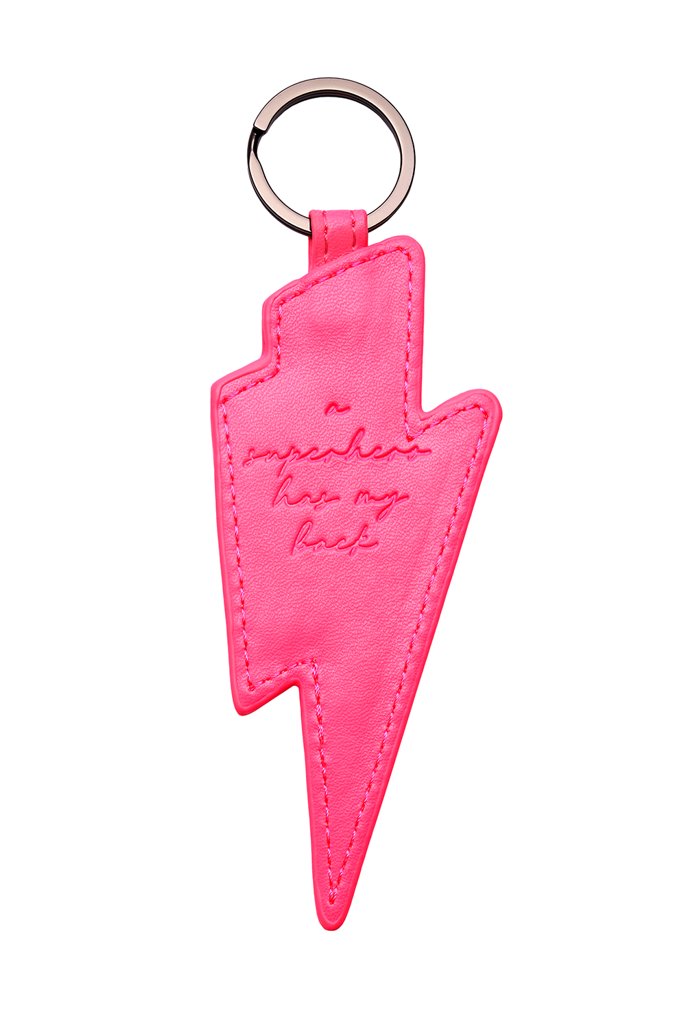 Neon Pink Lightning Bolt Keyring