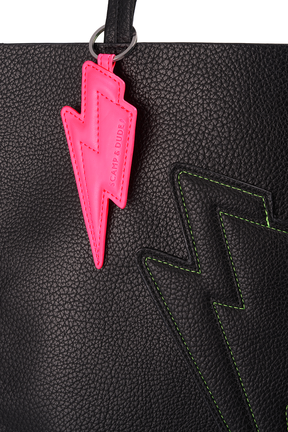 Neon Pink Lightning Bolt Keyring