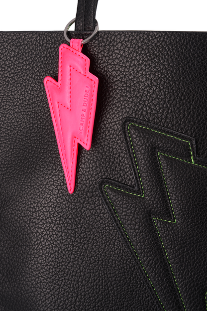 Neon Pink Lightning Bolt Keyring