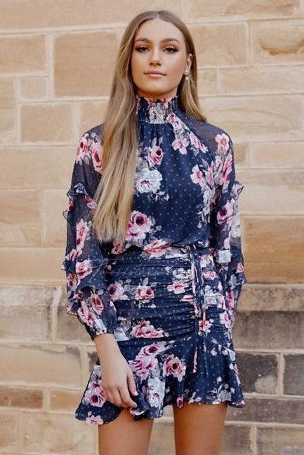 Piper Dress - Navy Floral
