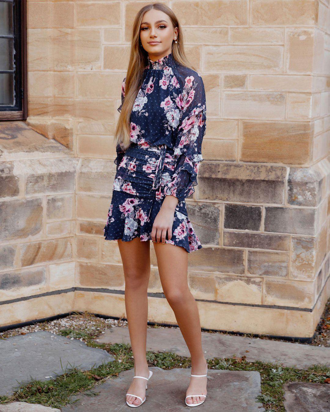 Piper Dress - Navy Floral