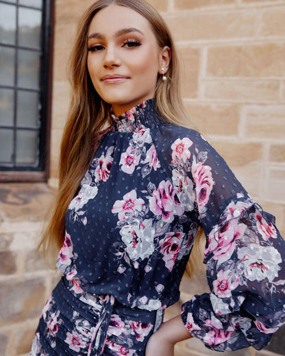 Piper Dress - Navy Floral
