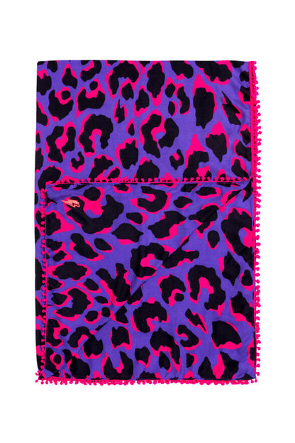 Scamp & Dude x Sara Davies Purple with Pink Snow Leopard Charity Super Scarf