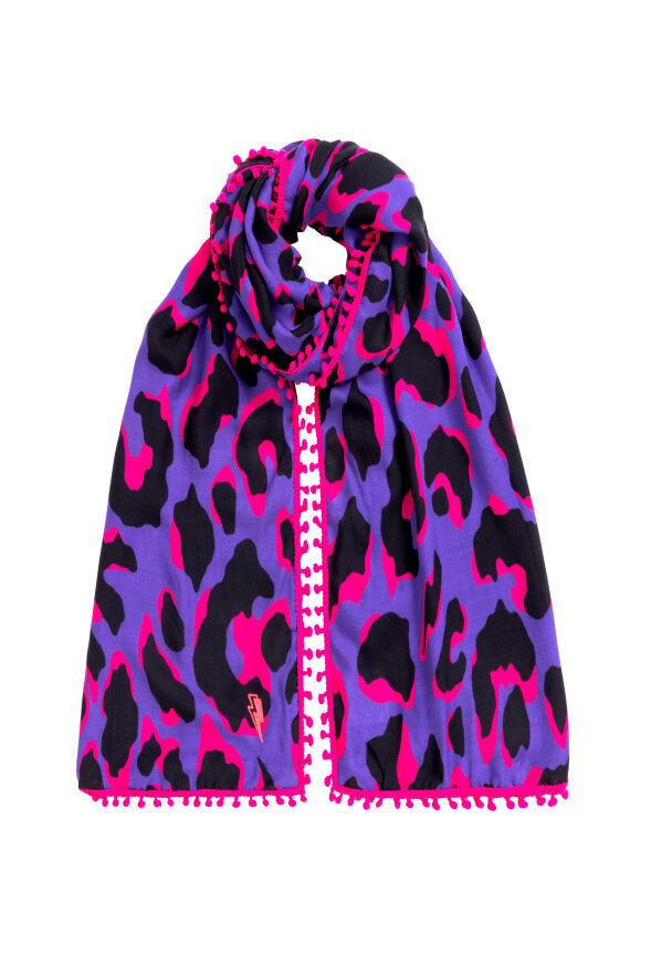 Scamp & Dude x Sara Davies Purple with Pink Snow Leopard Charity Super Scarf